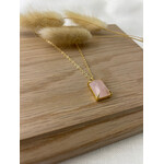 Gold Necklace w Rose Quartz Pendant