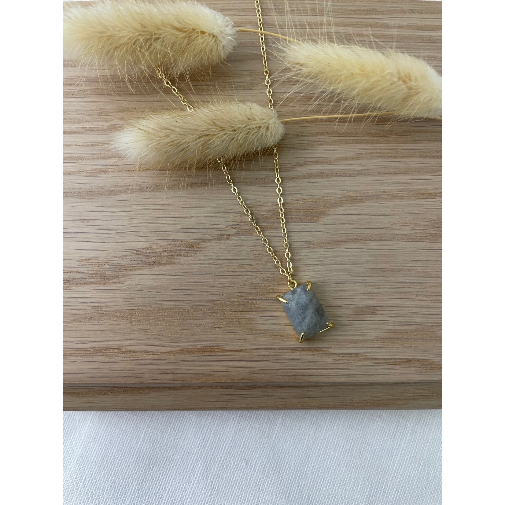 Gold Necklace w Faceted Labradorite Pendant
