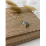 Gold Necklace w Faceted Labradorite Pendant