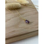 Gold Amethyst Teardrop Stone Necklace
