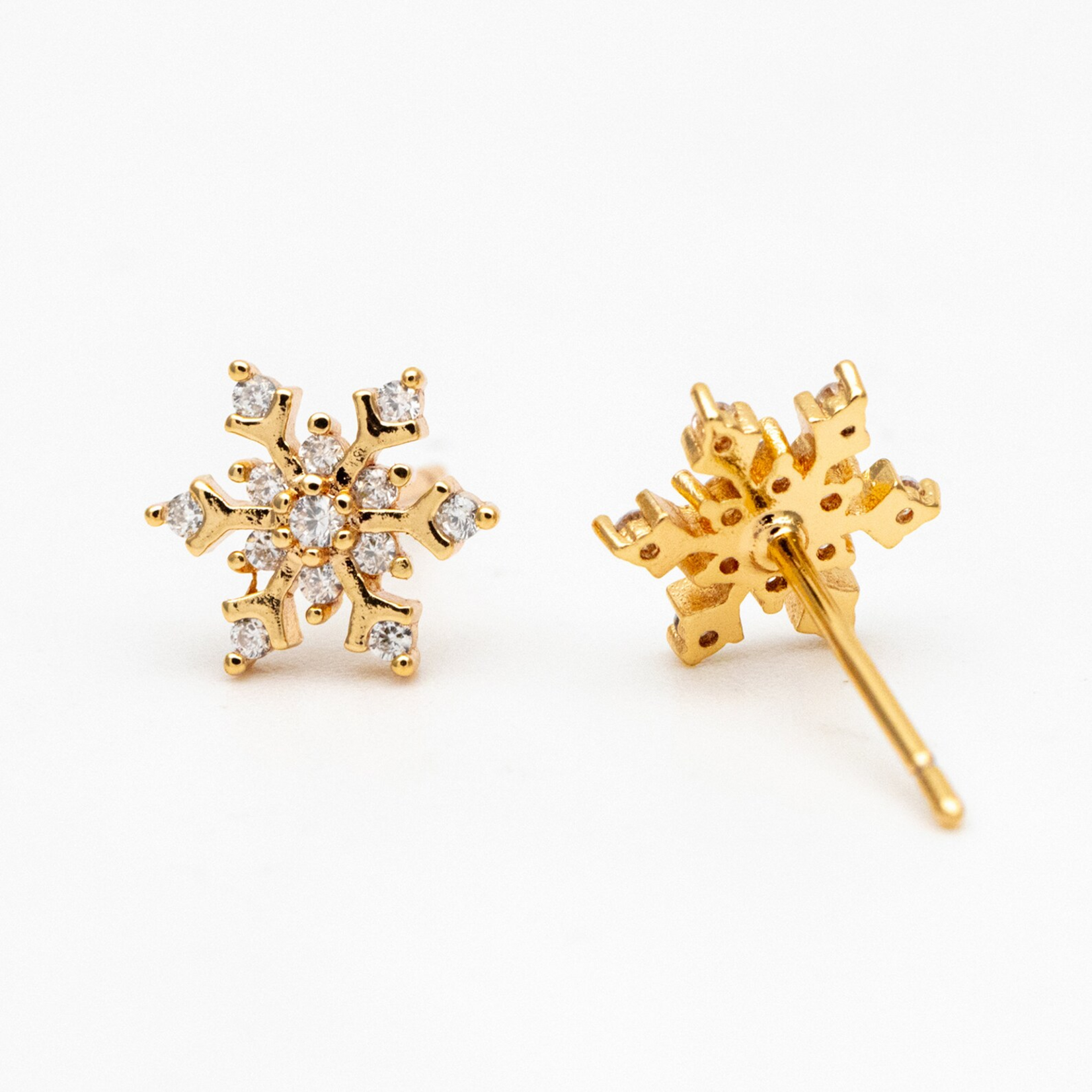 Gold Snowflake Stud Earrings