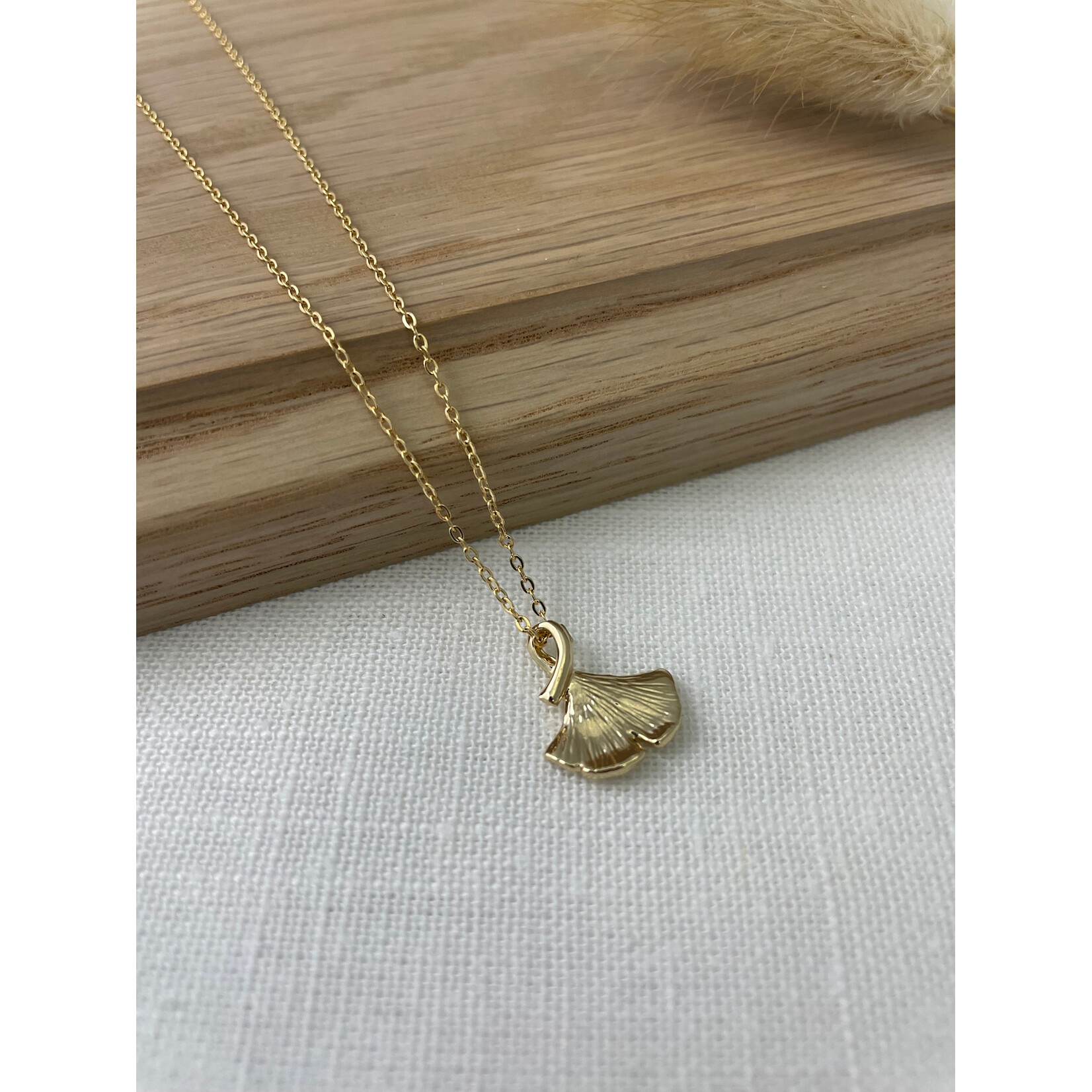 Gold Ginkgo Leaf Necklace