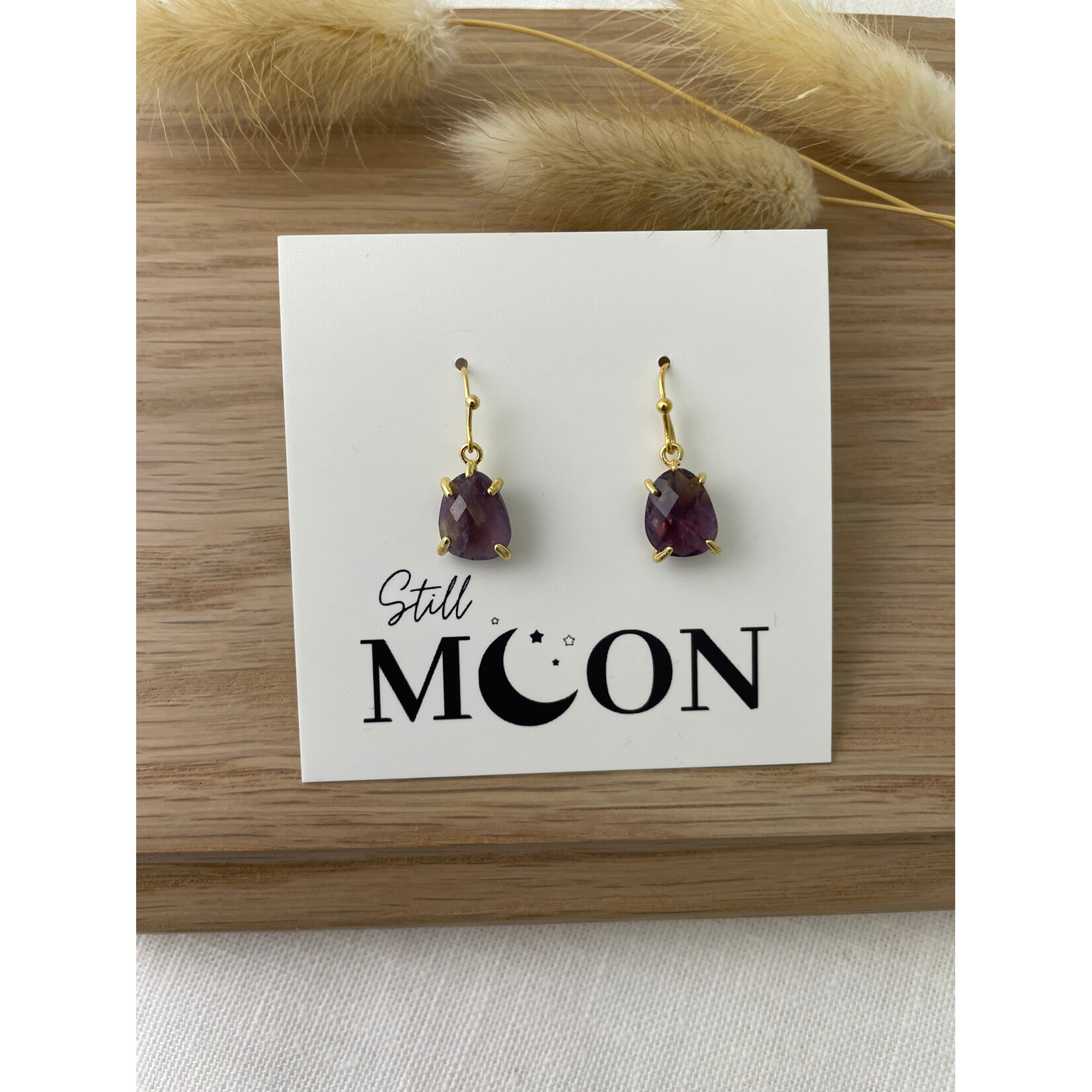 Gold Faceted Amethyst Earrings
