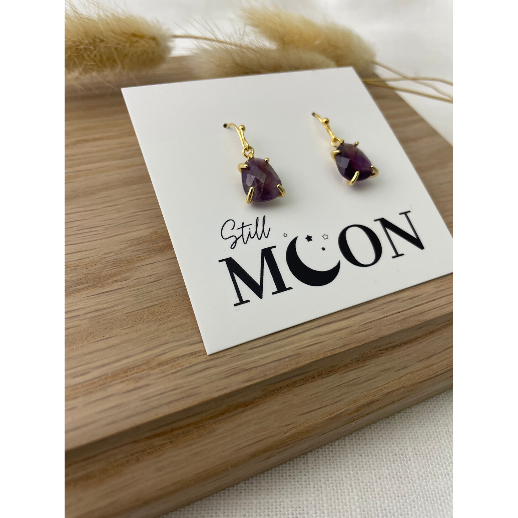 Gold Faceted Amethyst Earrings