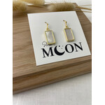 Gold Rect Mother of Pearl Earrings