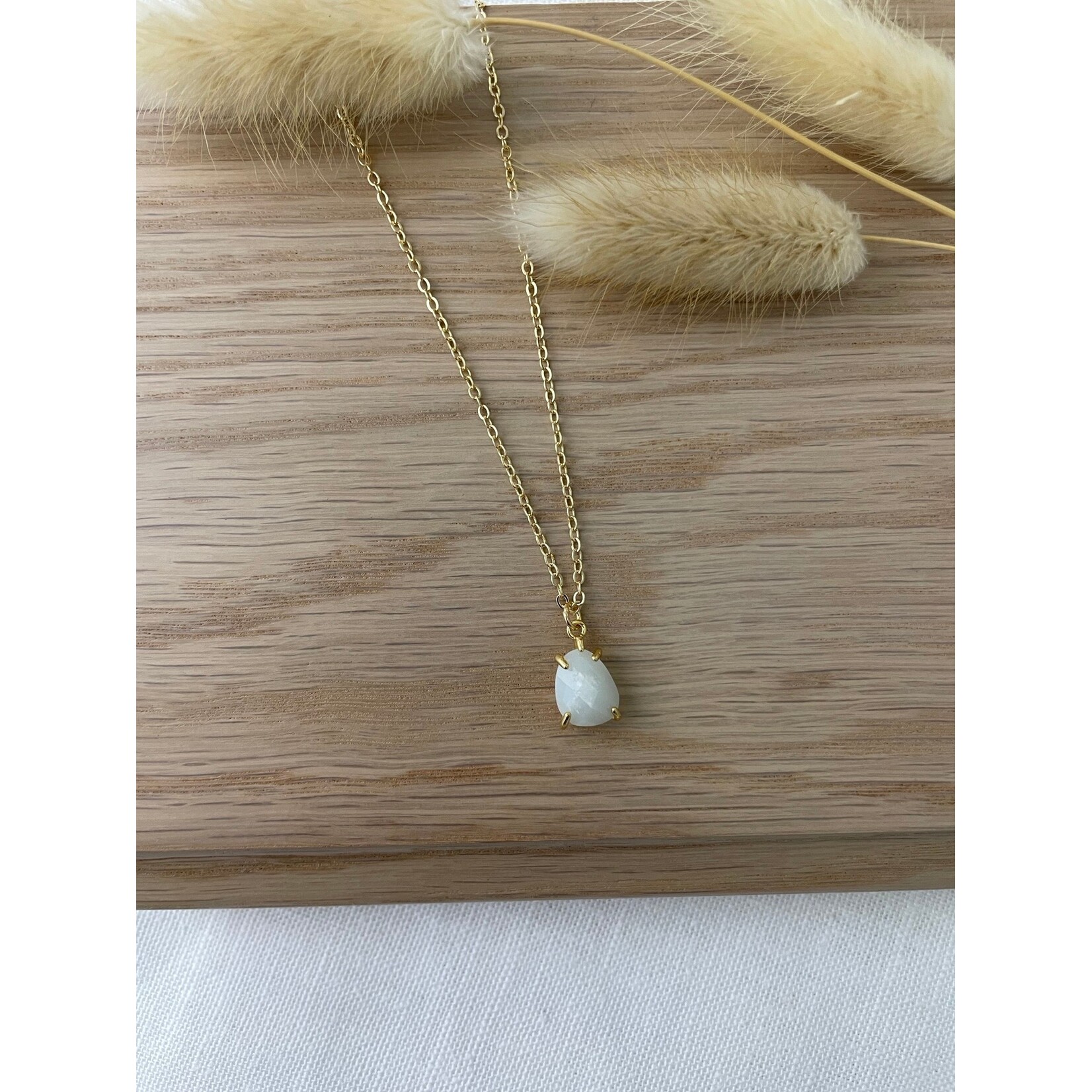 Gold Faceted Amazonite Stone Necklace