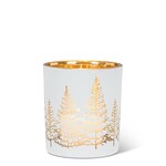 White & Gold Glass Tree Tealight Holder