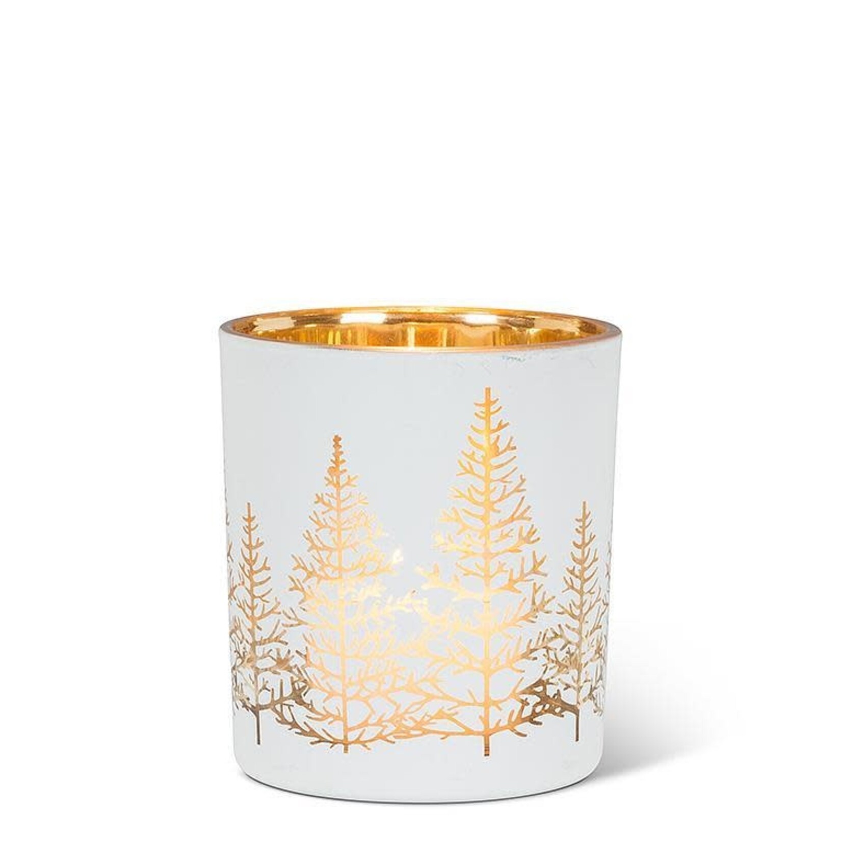 White & Gold Glass Tree Tealight Holder
