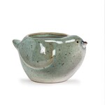 Small Blue Stoneware Bird Planter
