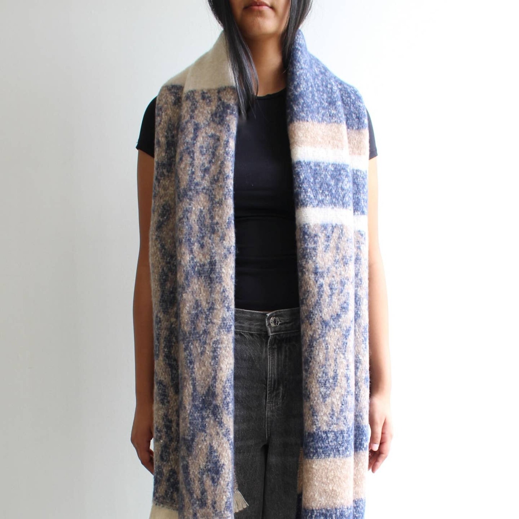 Blue, White & Tan Winter Scarf