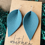 Sterling Silver Denim Suede Leaf Earrings