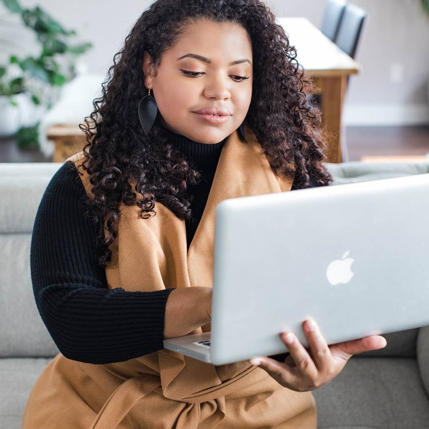 Sterling Silver Black Leather Leaf Earrings
