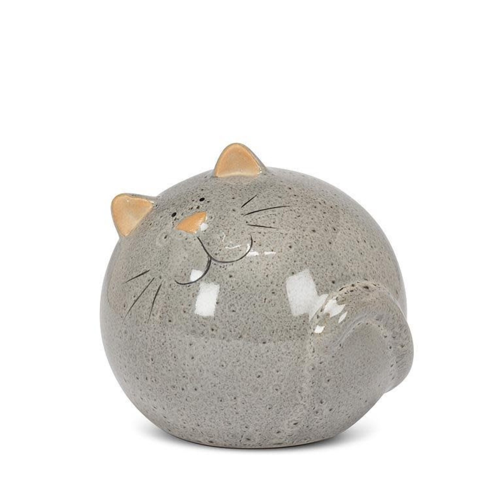 Small Round Grey Stoneware Cat