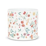 Floral Bird Tapestry Ceramic Planter