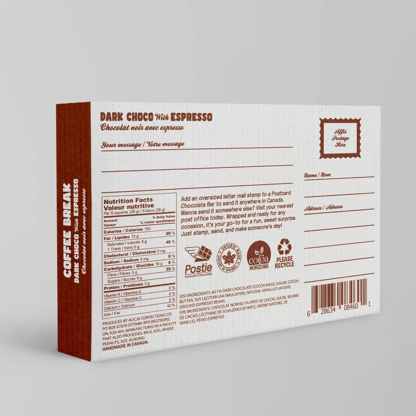 Coffee Break Dark Chocolate Postcard Bar