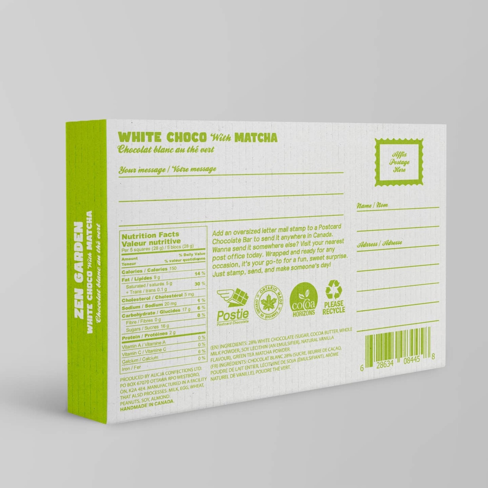 Zen Garden Matcha White Chocolate Postcard Bar