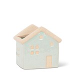 Small Aqua Stoneware House Planter