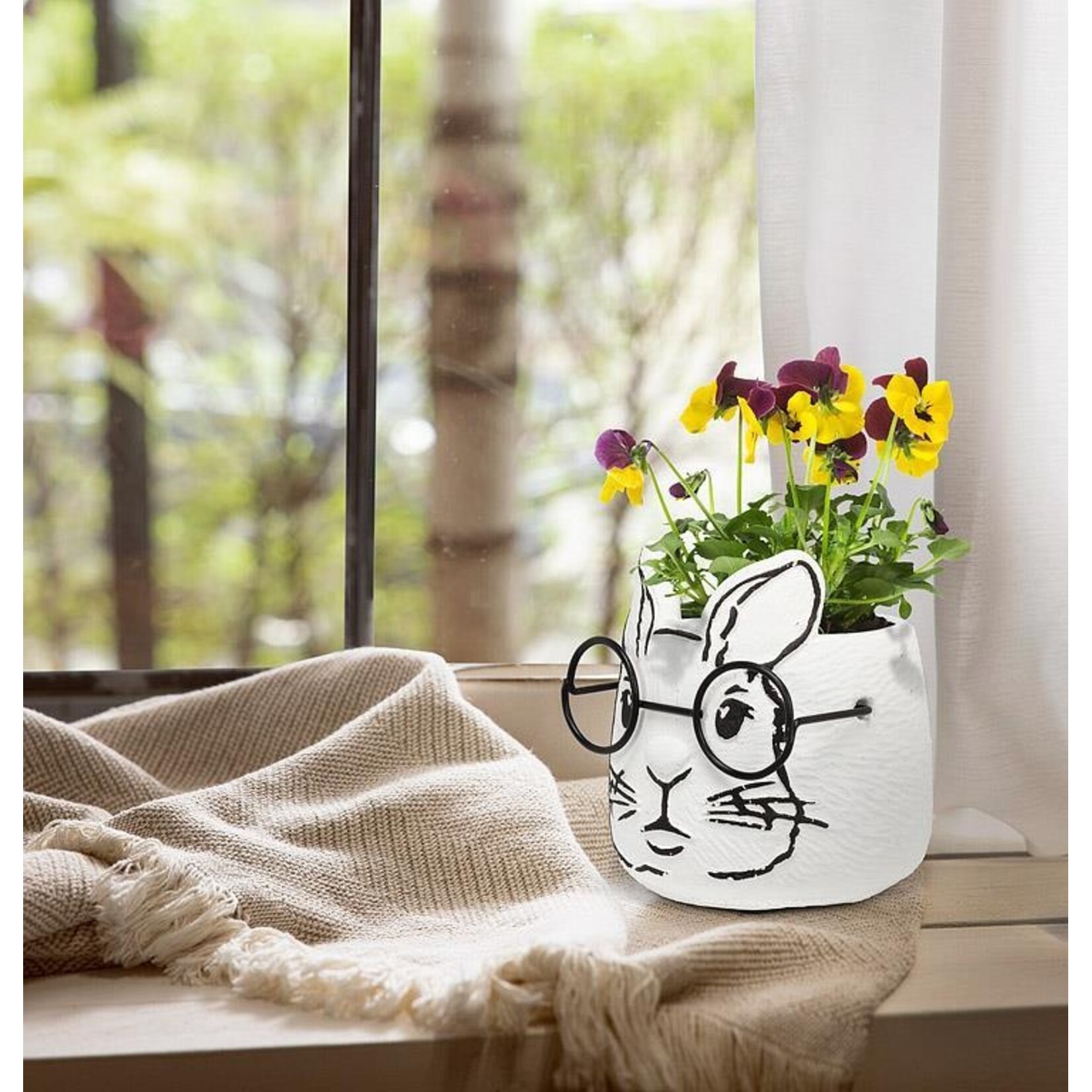 Small Bunny Planter w Glasses