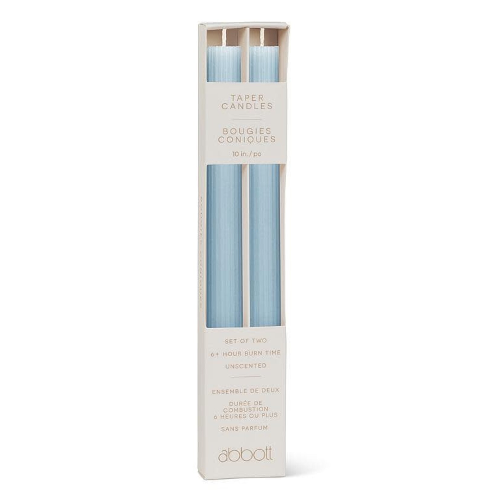 Light Blue Ridged Taper Candles - Set of 2