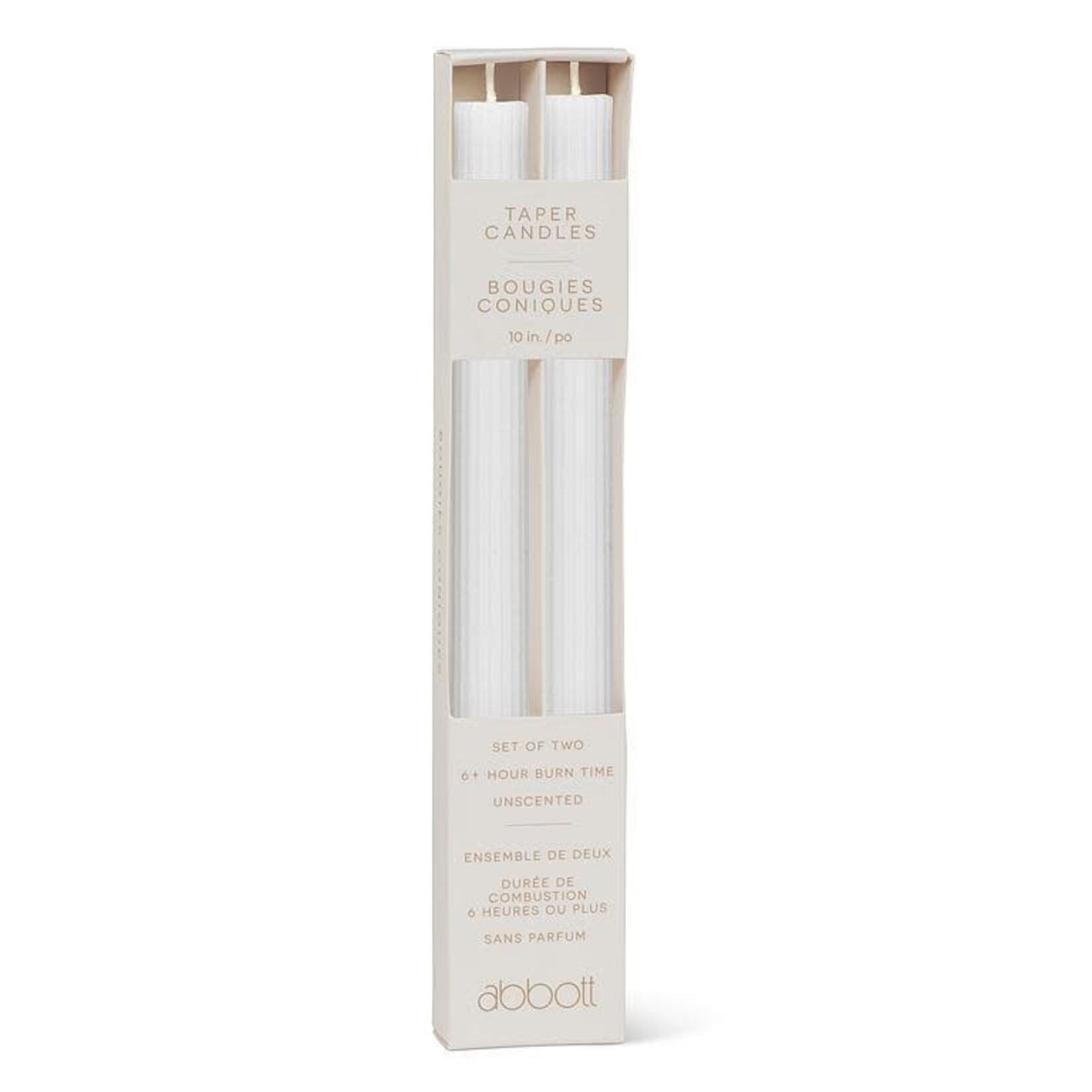 White Ridged Taper Candles - Set of 2