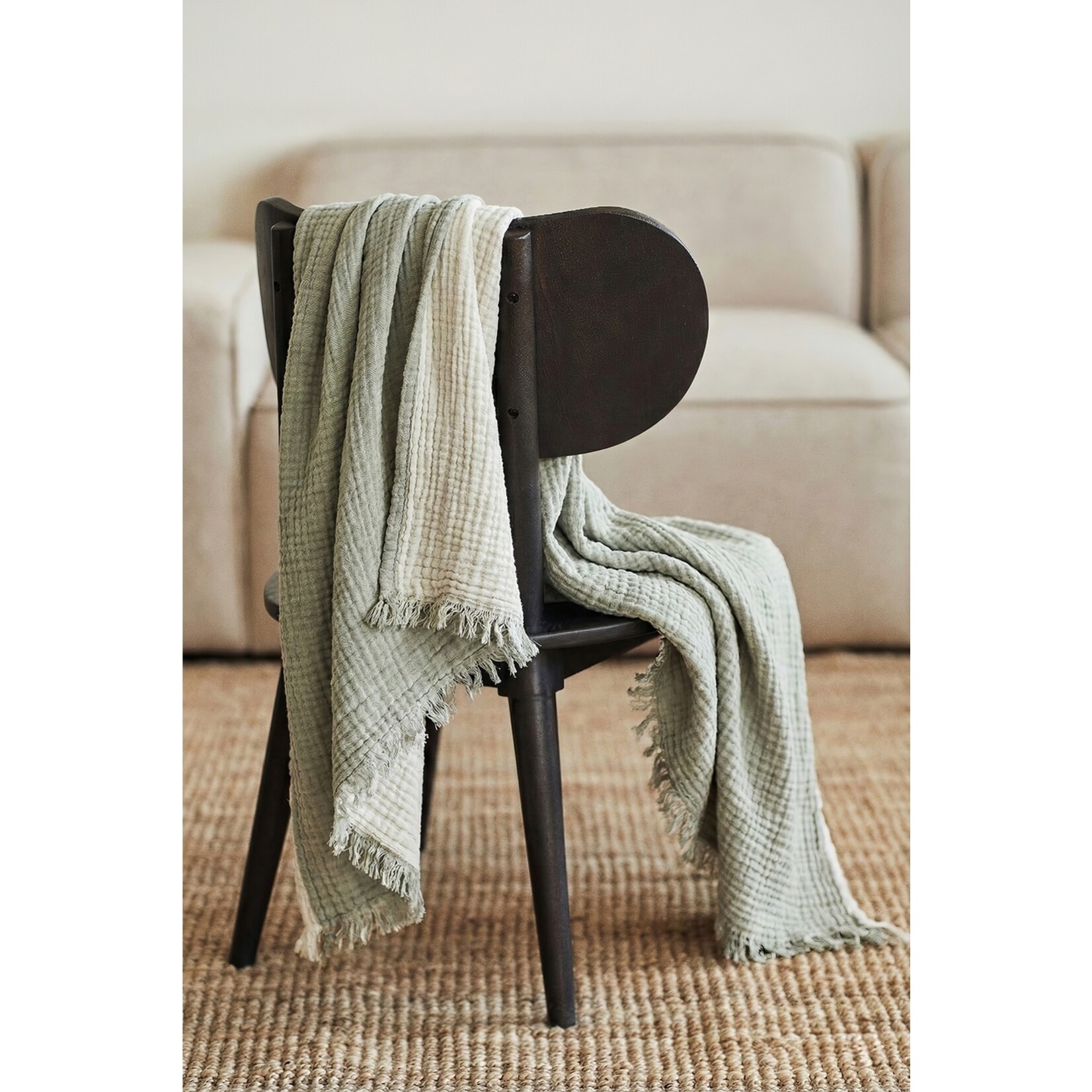 Organic Cotton Muslin Throw - Sage Green