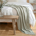 Organic Cotton Muslin Throw - Sage Green