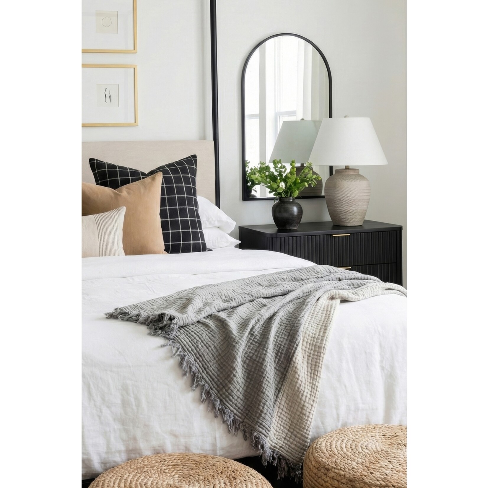 Organic Cotton Muslin Throw - Charcoal Grey