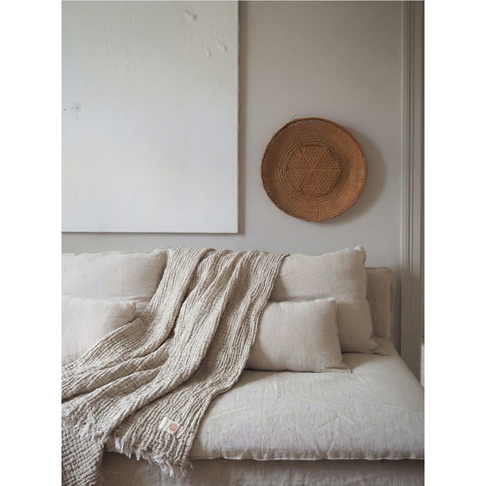 Organic Cotton Muslin Throw - Beige