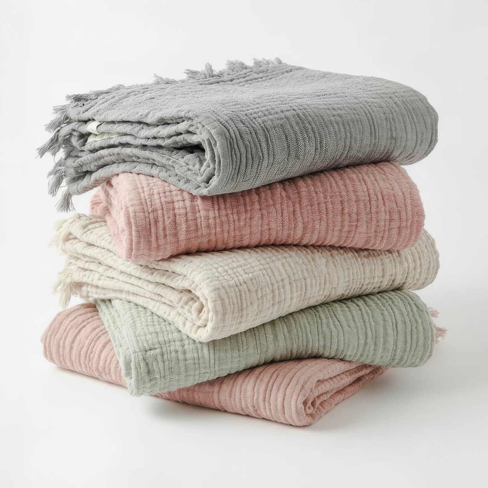 Organic Cotton Muslin Throw - Beige