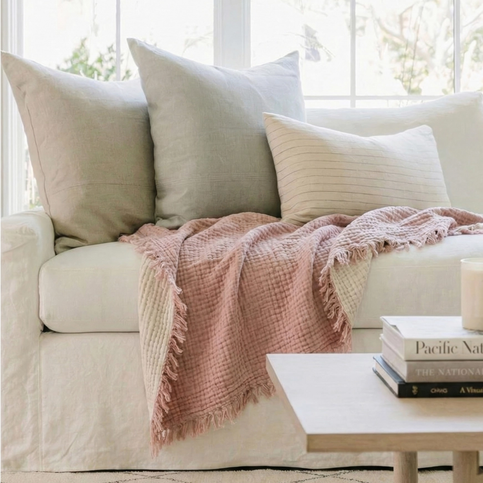 Organic Cotton Muslin Throw - Pink