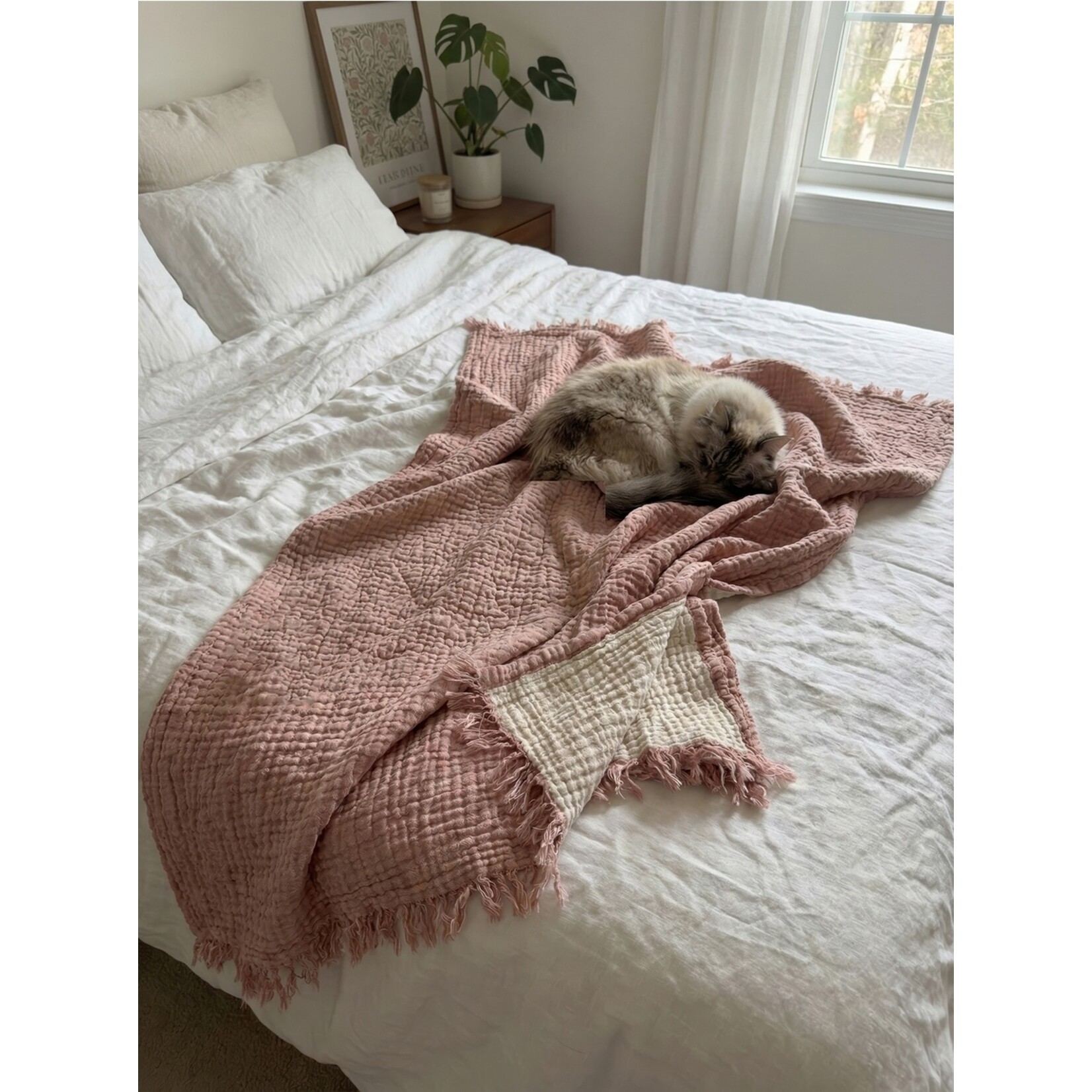 Organic Cotton Muslin Throw - Pink