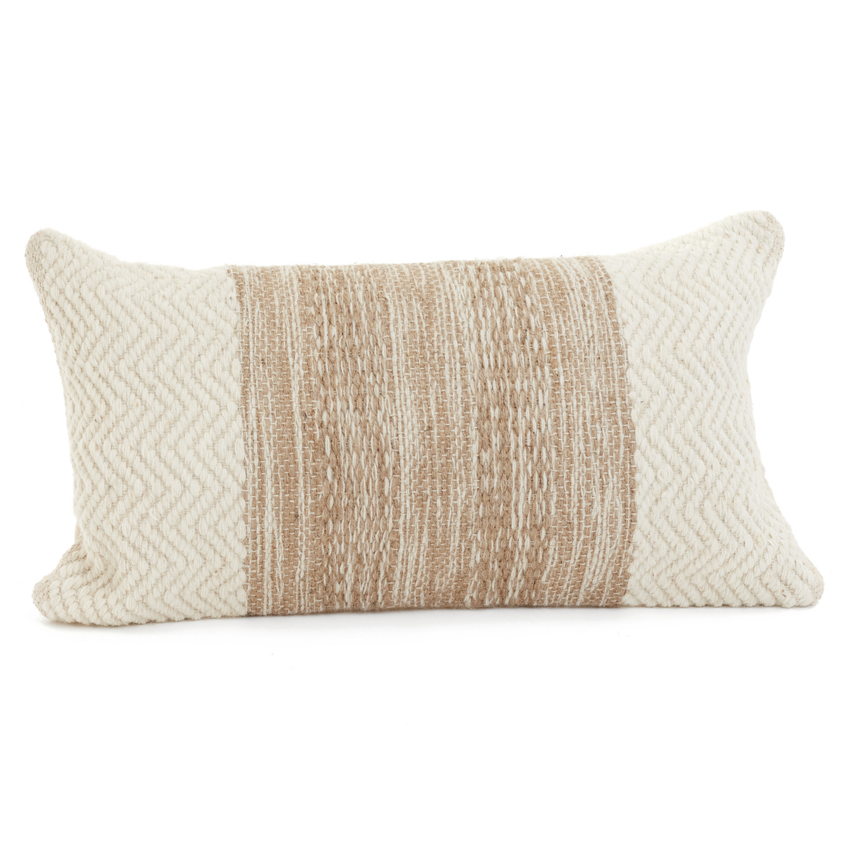 Natural Cotton & Jute Handwoven Cushion - 12x22