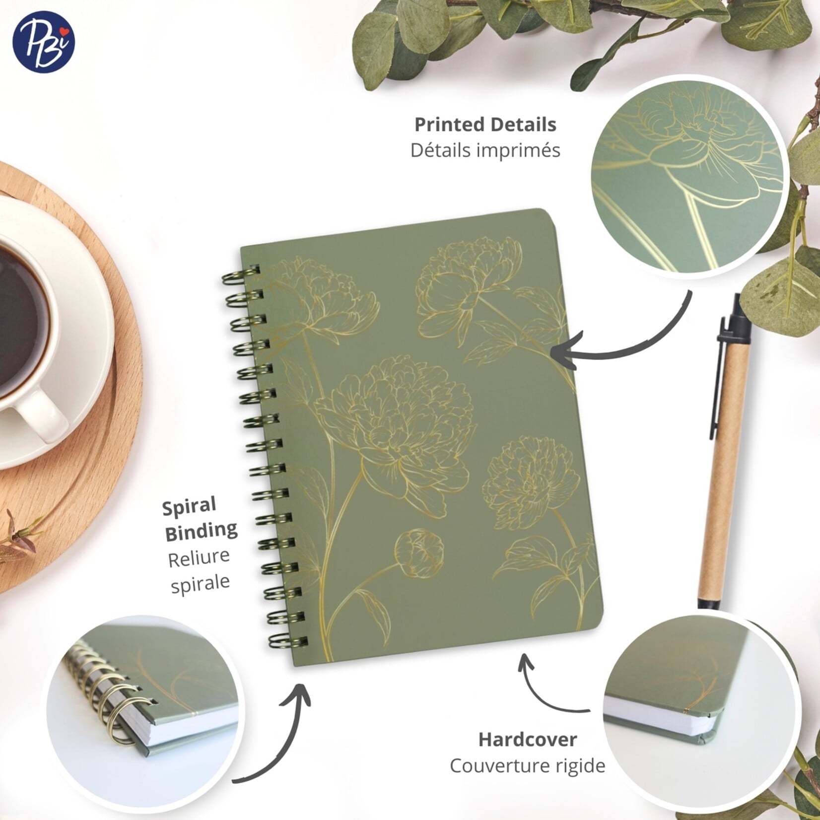 Fleurs Dorees Spiral Notebook