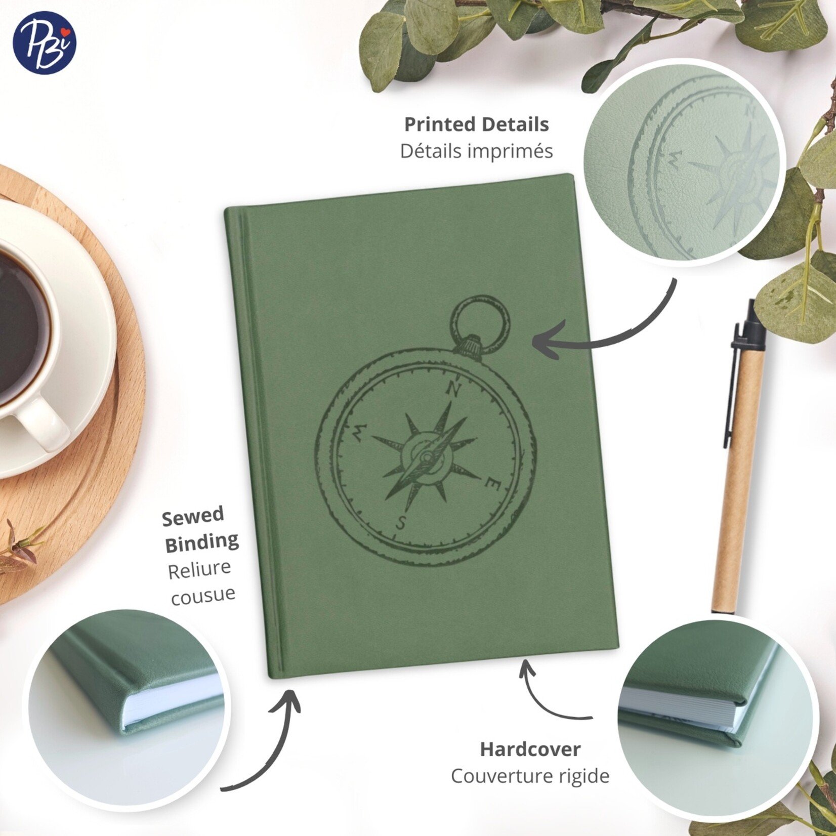 Hardcover Compass Notebook