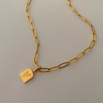 Gold Paperclip Heart Necklace