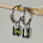 Silver & Crystal Drop Stone Earrings