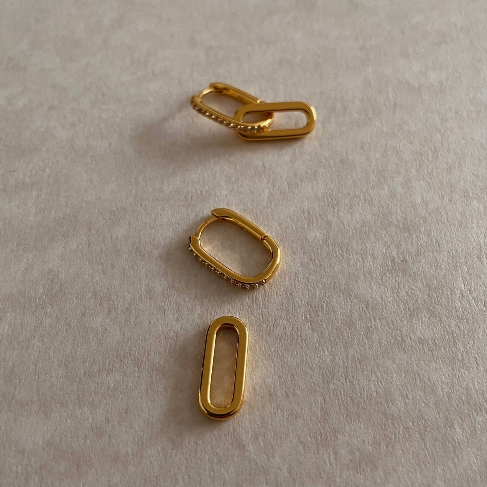 Gold CZ Paperclip Earrings