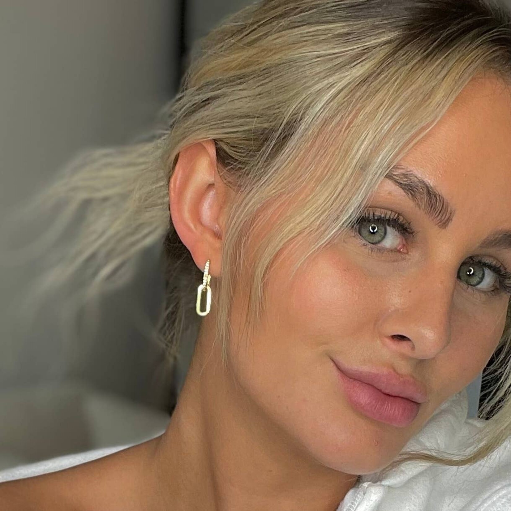 Gold CZ Paperclip Earrings