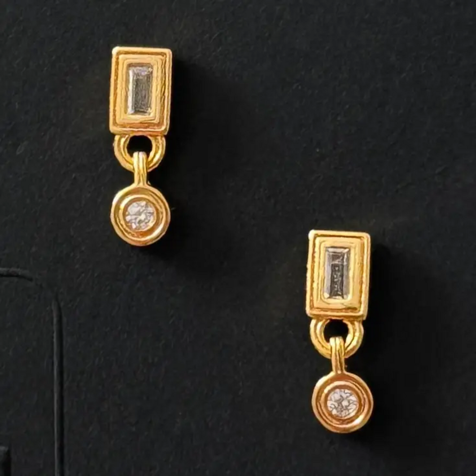 Gold CZ Stud w Drop