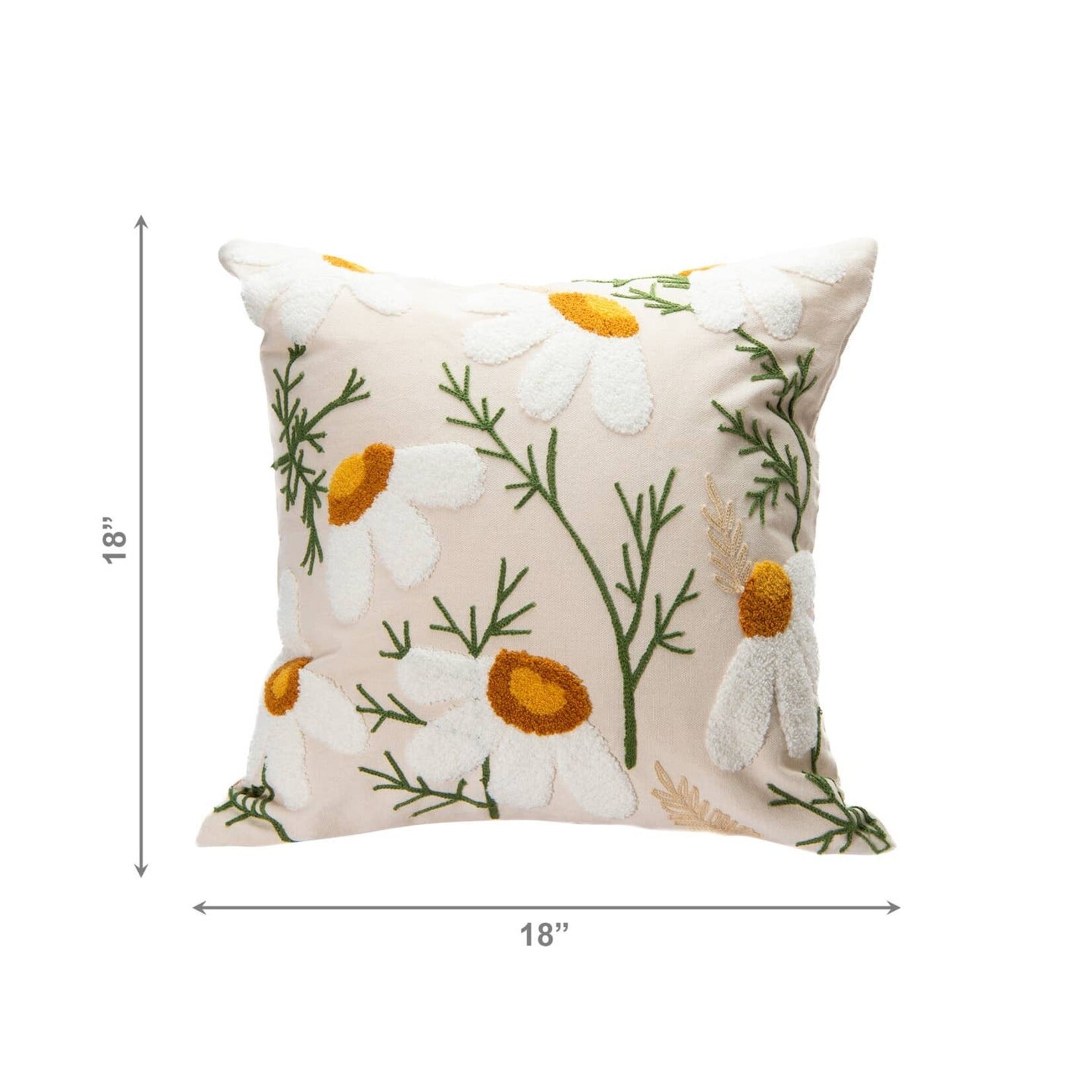 Cotton Embroidered Daisy Cushion