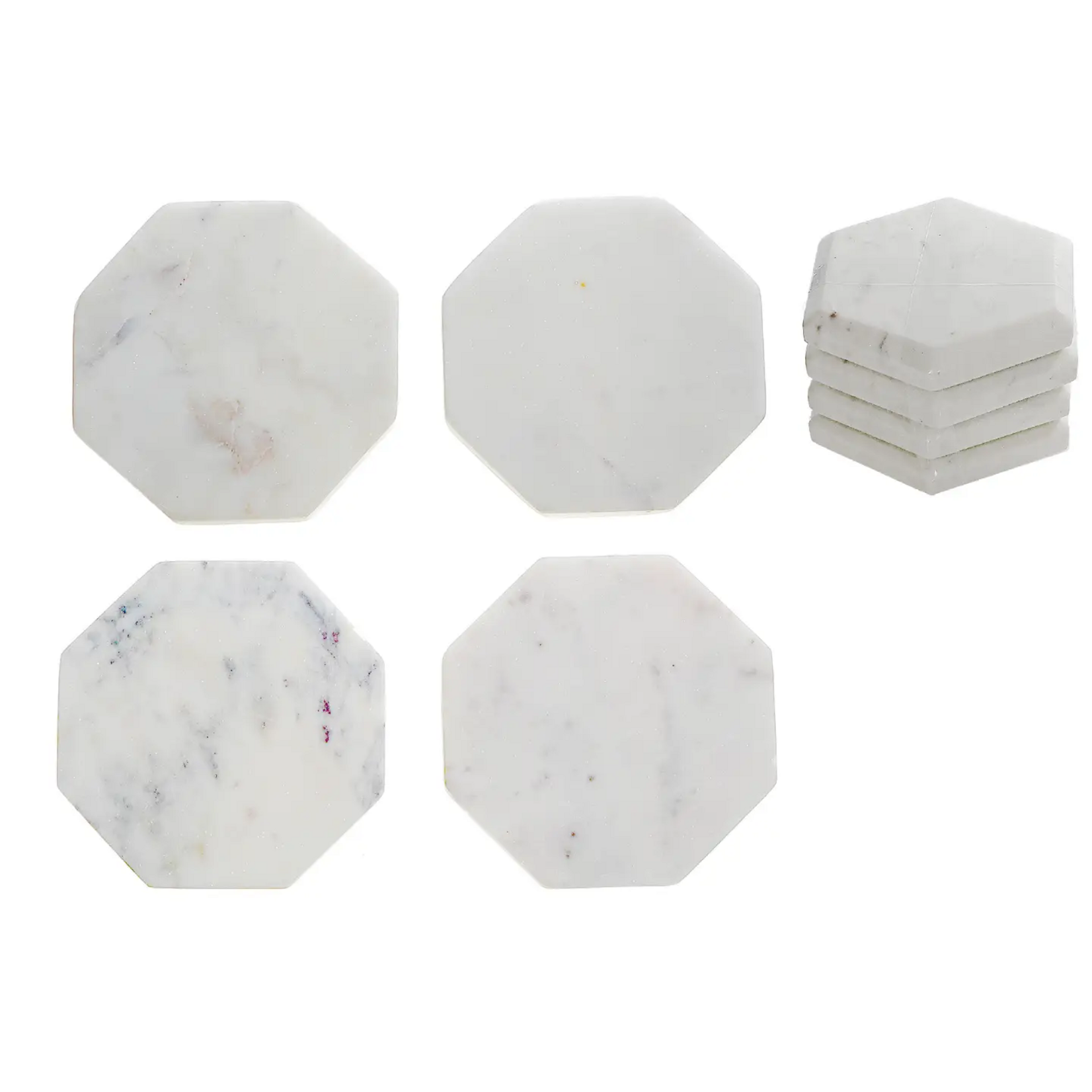 White Marble Hexagon Coasters - Set of 4