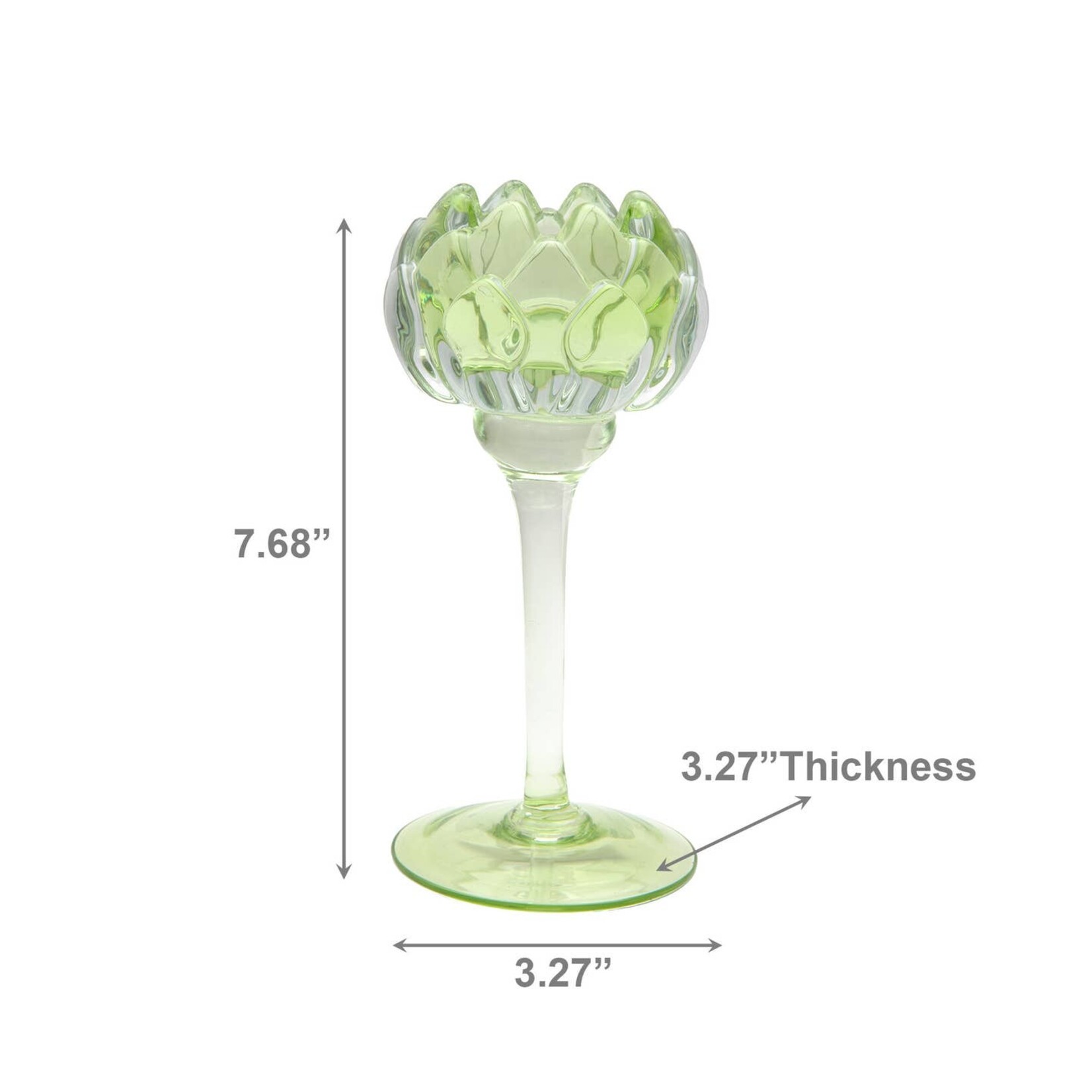 Green Glass Tulip Candle Holder