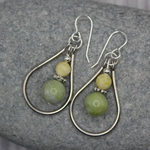 Silver Earrings w Green Brecciated and Peridot Jasper Beads