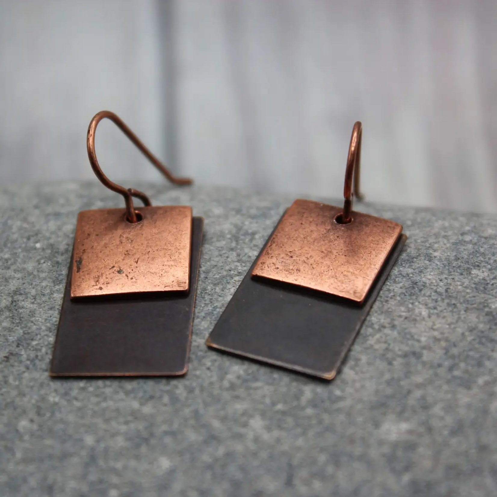 Antiqued & Bronzed Smooth Copper Earrings