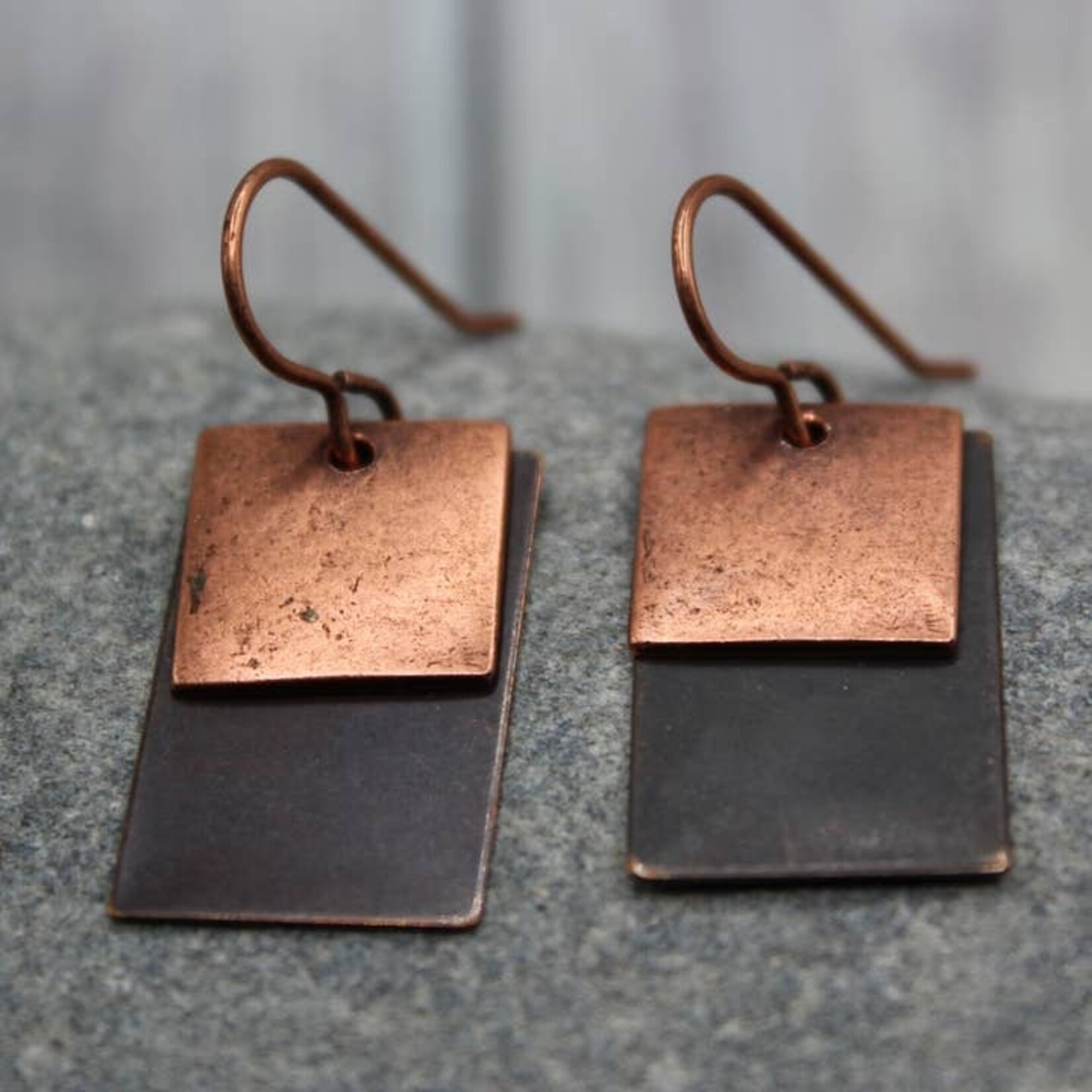 Antiqued & Bronzed Smooth Copper Earrings