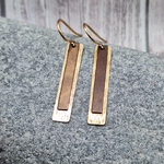 Gold & Bronze Skinny Rectangle Earrings