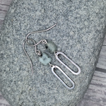 Silver Paperclip Loop Earrings w Sesame Jasper