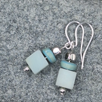 Silver Amazonite and Shell Drop Earrings