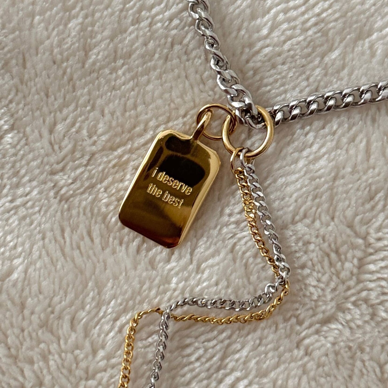 I Deserve The Best Silver & Gold Affirmation Snake Necklace