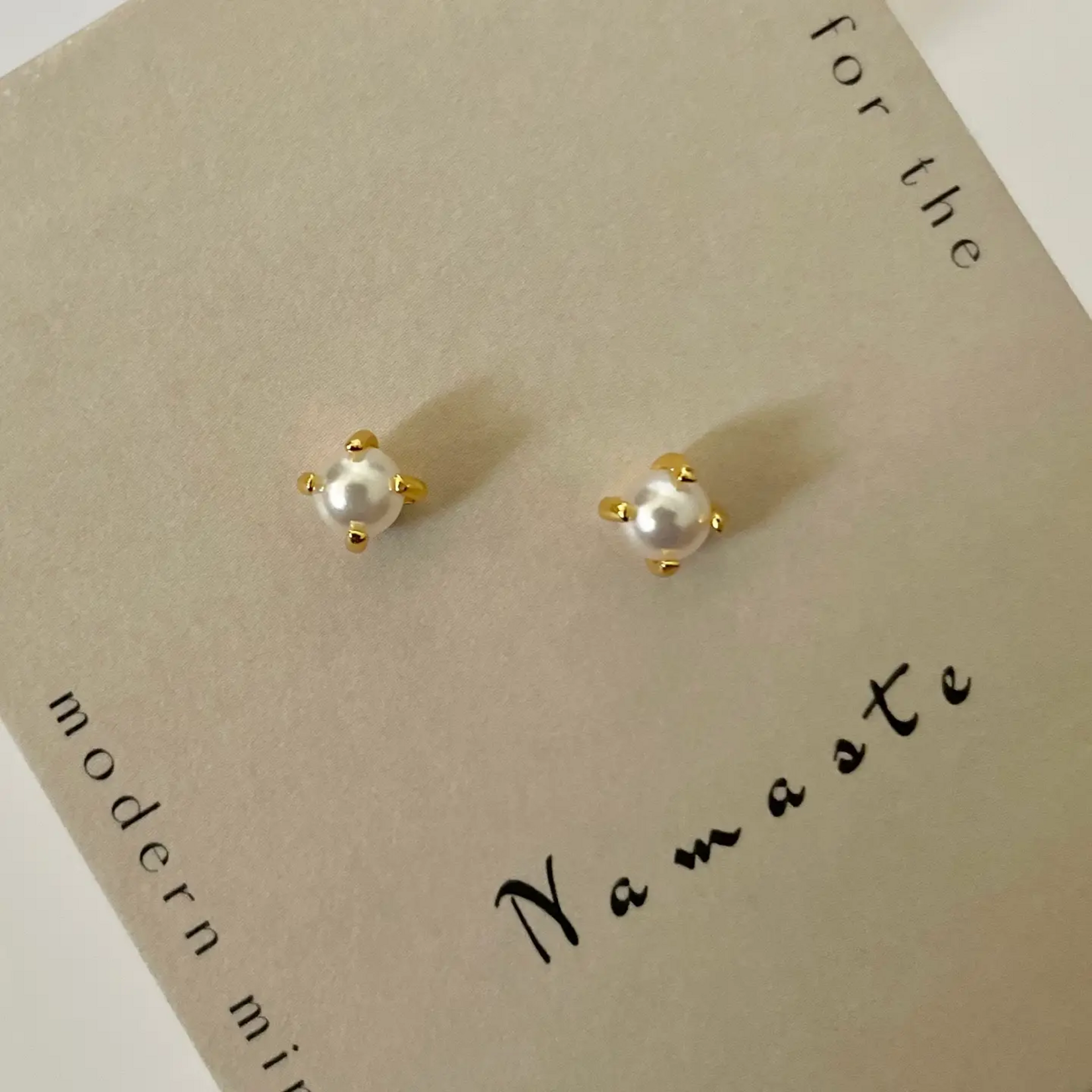 Mini Pearl Gold Stud Earrings